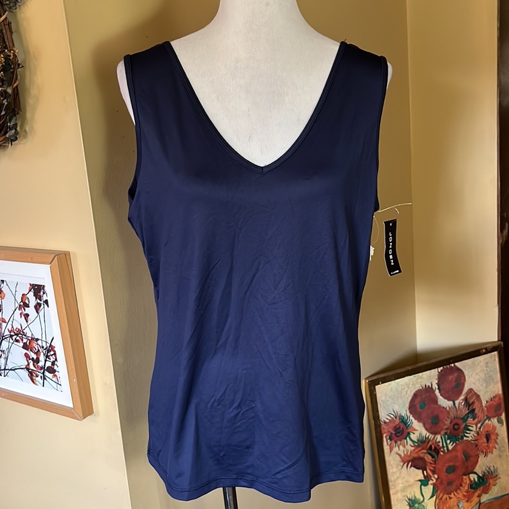 JONDEN Size XL Reversible V-Neck & Scoopneck Classic Tank Navy STRETCHY $49 NEW